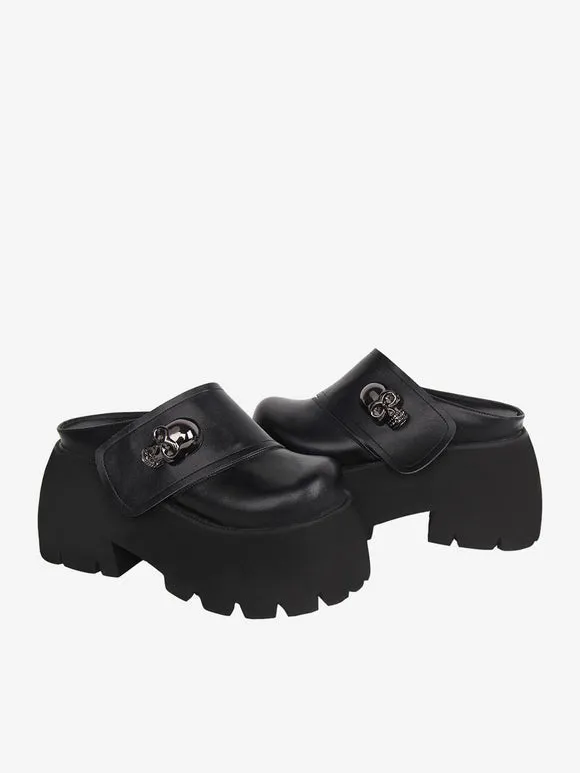 Gothic Lolita Sandals Round Toe PU Leather White Lolita Summer Shoes