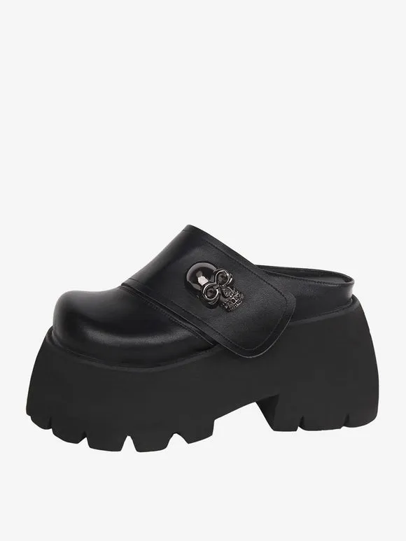 Gothic Lolita Sandals Round Toe PU Leather White Lolita Summer Shoes