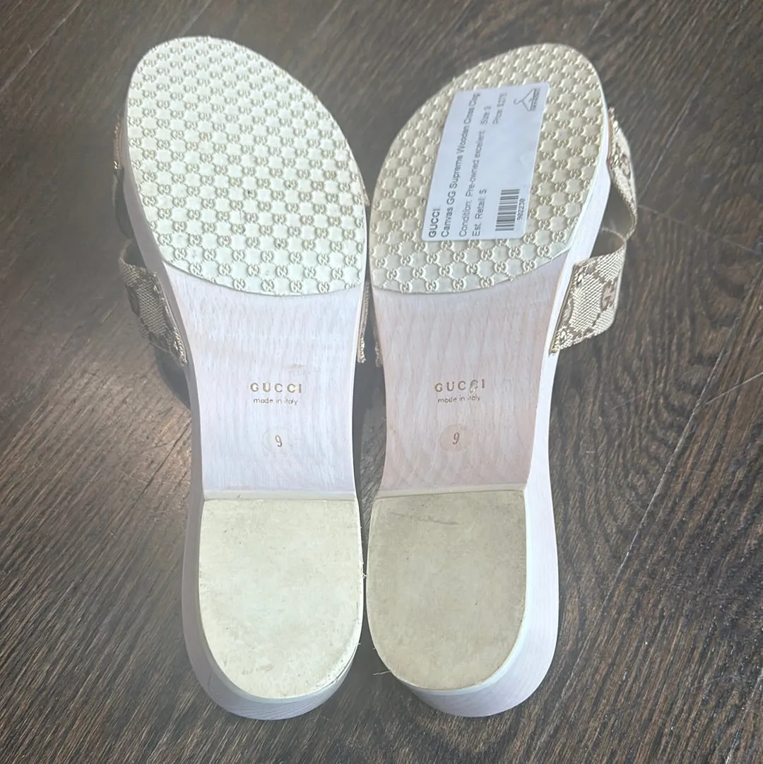 Gucci Canvas GG Supreme Wooden Cross Clog