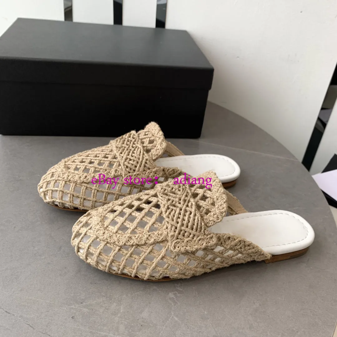 hand woven flats mules & boat shoes women comfort summer 2023 high quality 35-40