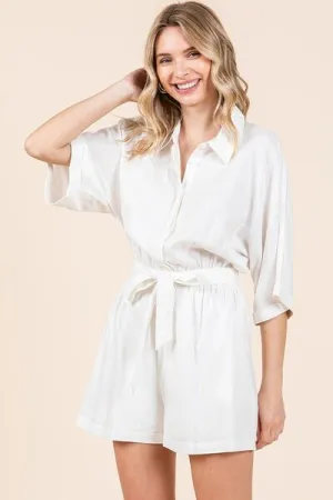 Hazel Blues® |  Mittoshop Tie Waist Half Sleeve Romper