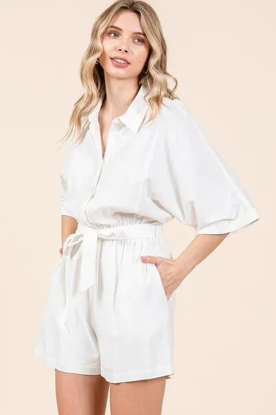 Hazel Blues® |  Mittoshop Tie Waist Half Sleeve Romper