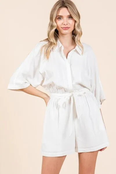 Hazel Blues® |  Mittoshop Tie Waist Half Sleeve Romper