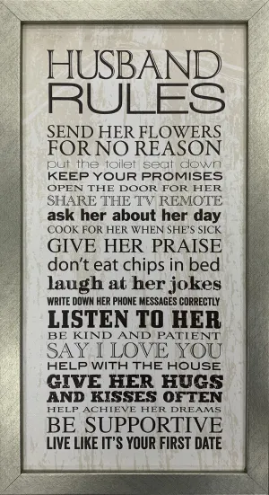 Husband Rules: Framed Art Print - DISCOUNTED WHILE SUPPLIES LAST!