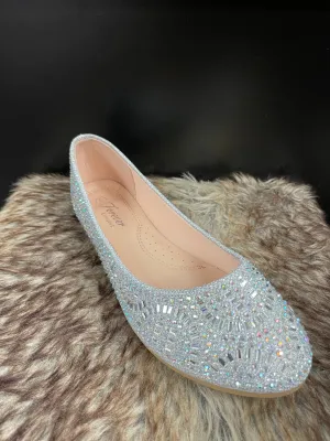 Larissa Silver Rhinestone Flats