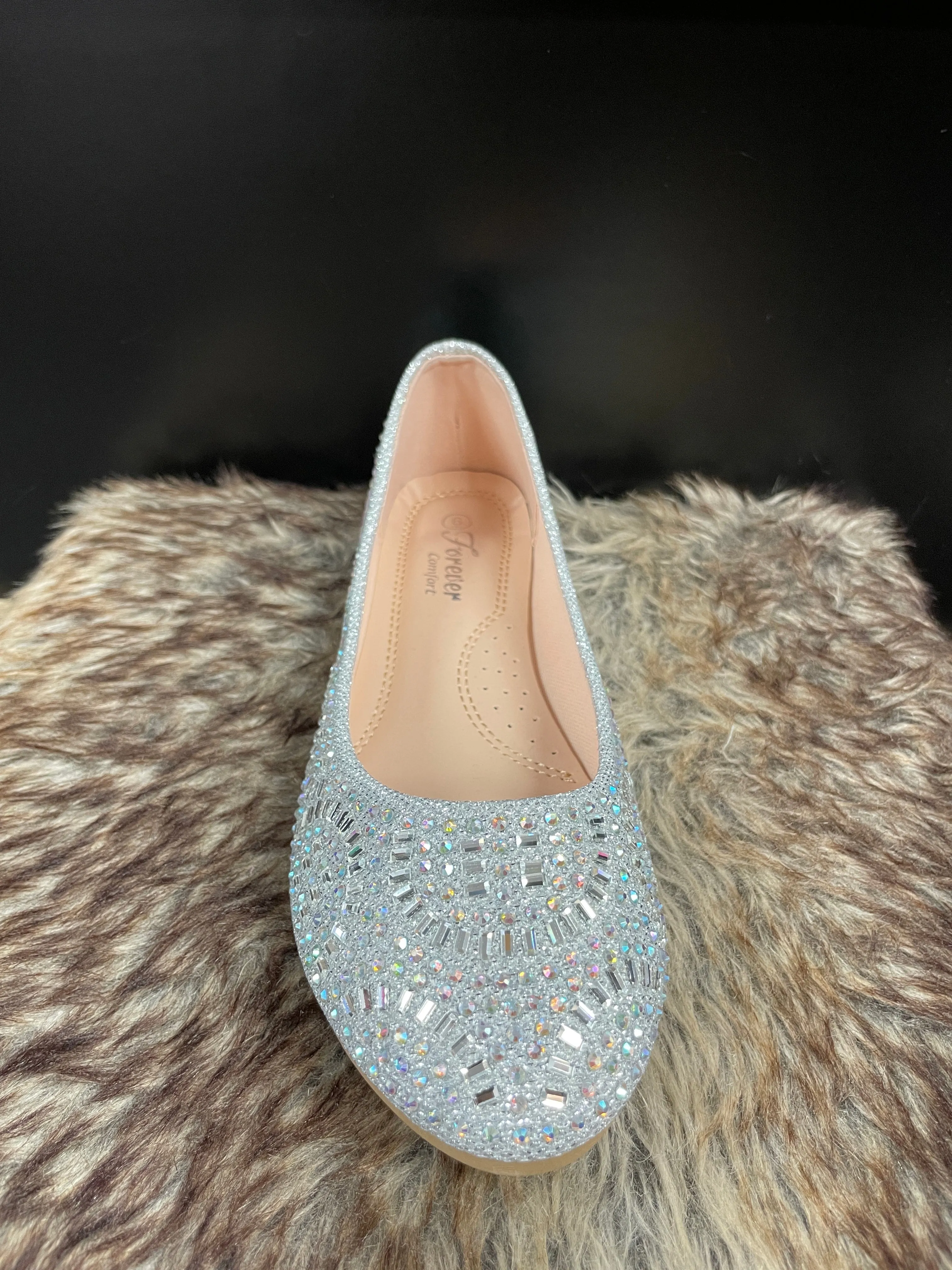 Larissa Silver Rhinestone Flats