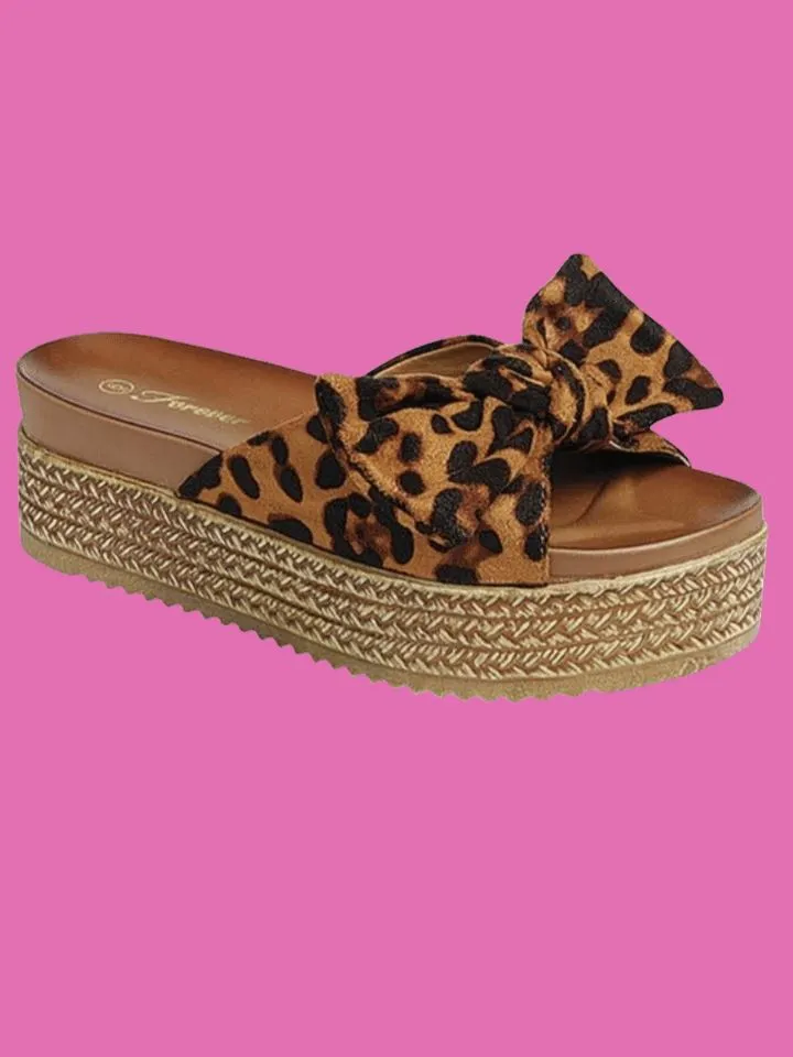 Leopard Bow Slides