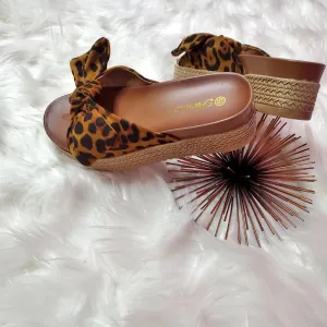 Leopard Bow Slides