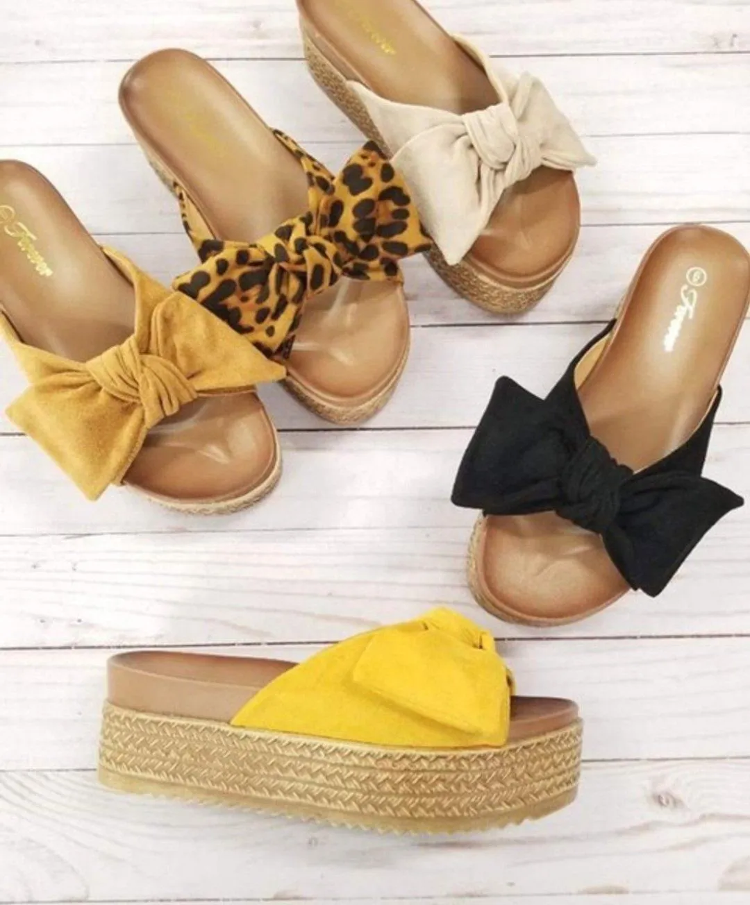 Leopard Bow Slides