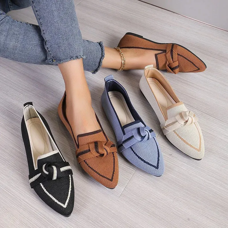 Loafers Ballet Flats - Pointed Toe, Barefoot Slip-On, Casual Low Heel, Luxury Brand Women's Shoes with Butterfly Design