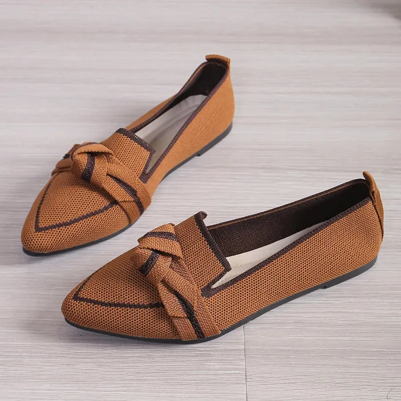 Loafers Ballet Flats - Pointed Toe, Barefoot Slip-On, Casual Low Heel, Luxury Brand Women's Shoes with Butterfly Design
