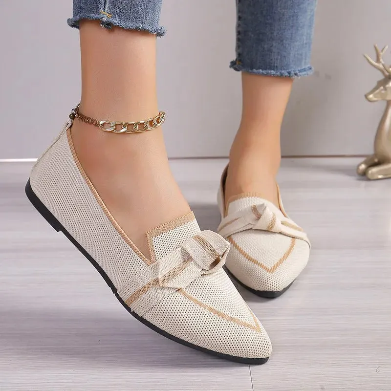 Loafers Ballet Flats - Pointed Toe, Barefoot Slip-On, Casual Low Heel, Luxury Brand Women's Shoes with Butterfly Design