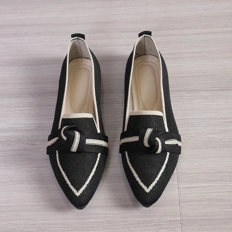 Loafers Ballet Flats - Pointed Toe, Barefoot Slip-On, Casual Low Heel, Luxury Brand Women's Shoes with Butterfly Design