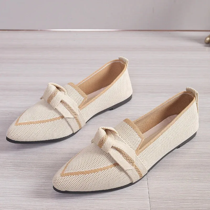 Loafers Ballet Flats - Pointed Toe, Barefoot Slip-On, Casual Low Heel, Luxury Brand Women's Shoes with Butterfly Design