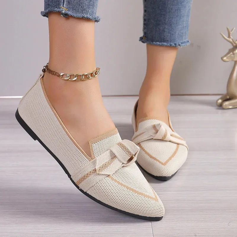 Loafers Ballet Flats - Pointed Toe, Barefoot Slip-On, Casual Low Heel, Luxury Brand Women's Shoes with Butterfly Design