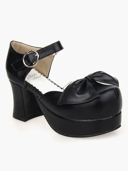 Lovely PU Leather Black Lolita Sandals