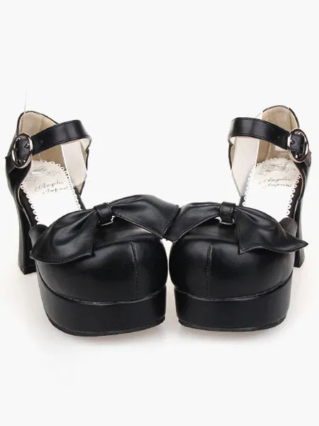 Lovely PU Leather Black Lolita Sandals
