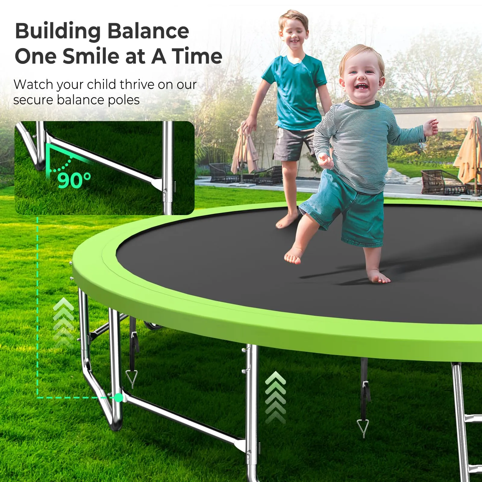 Lyromix Upgraded 16FT Trampoline for Kids and Adults, Large Outdoor Trampoline with Enclosure, Backyard Trampoline with Basketball Hoop and Net, Capacity for 5-8 Kids and Adults - new
