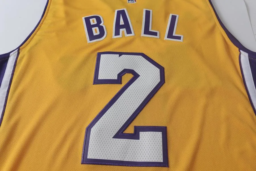Men 2 Lonzo Ball Swingman Jersey Yellow Los Angeles Lakers Jersey Swingman