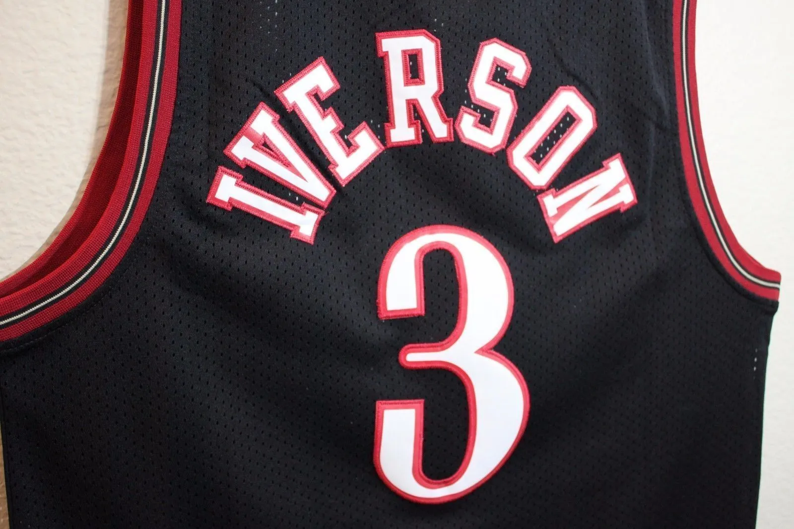 Men 3 Allen Iverson Jersey Black Philadelphia 76ers Throwback Swingman