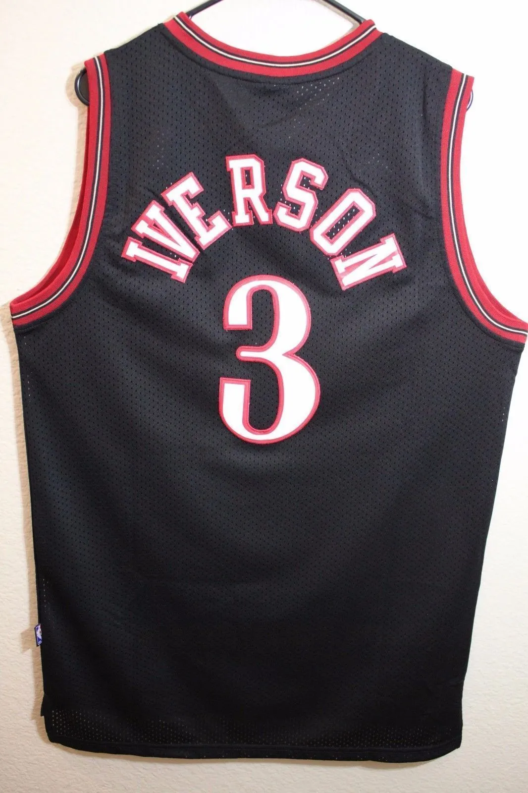 Men 3 Allen Iverson Jersey Black Philadelphia 76ers Throwback Swingman