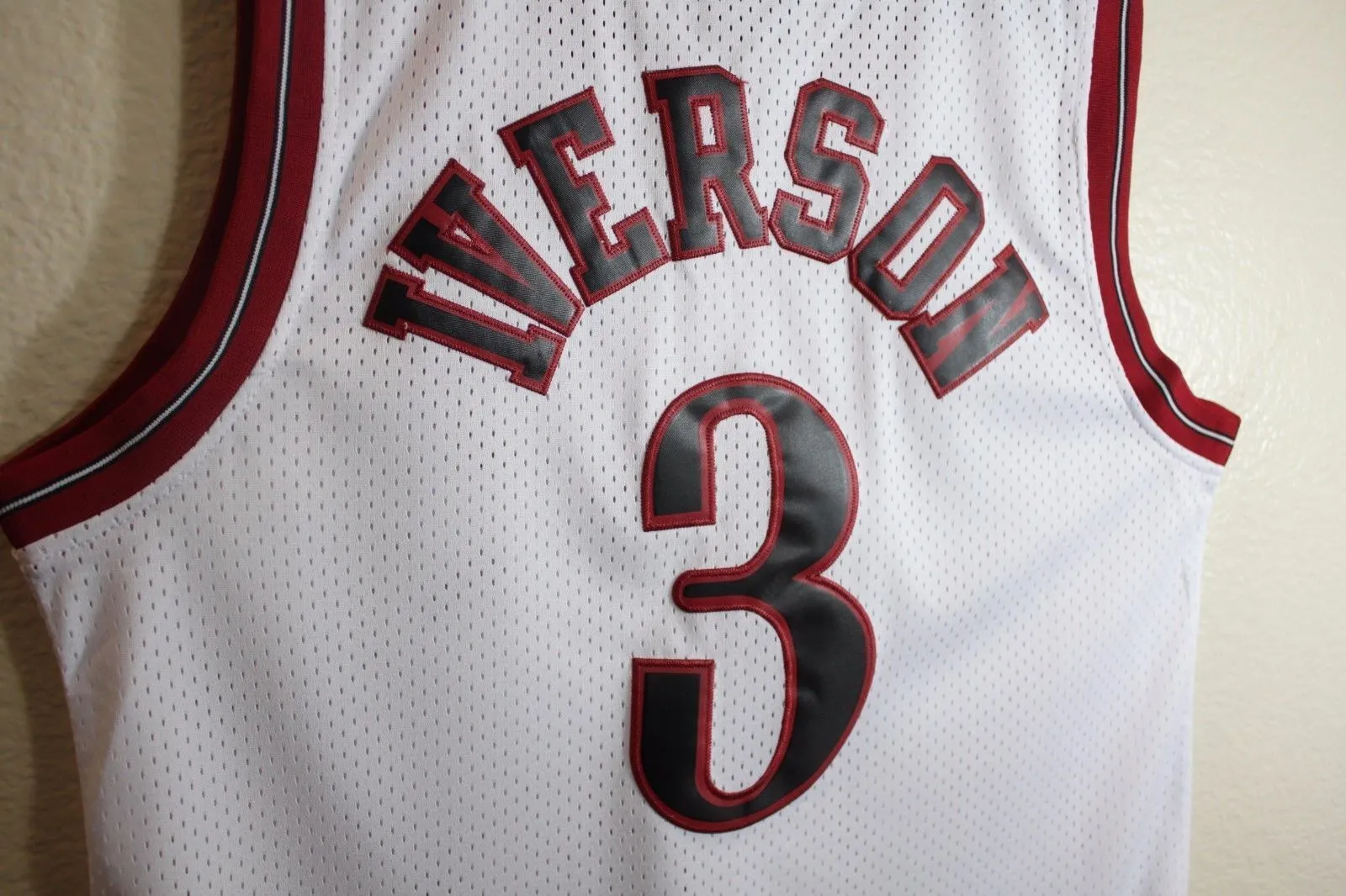 Men 3 Allen Iverson Jersey White Philadelphia 76ers Throwback Swingman