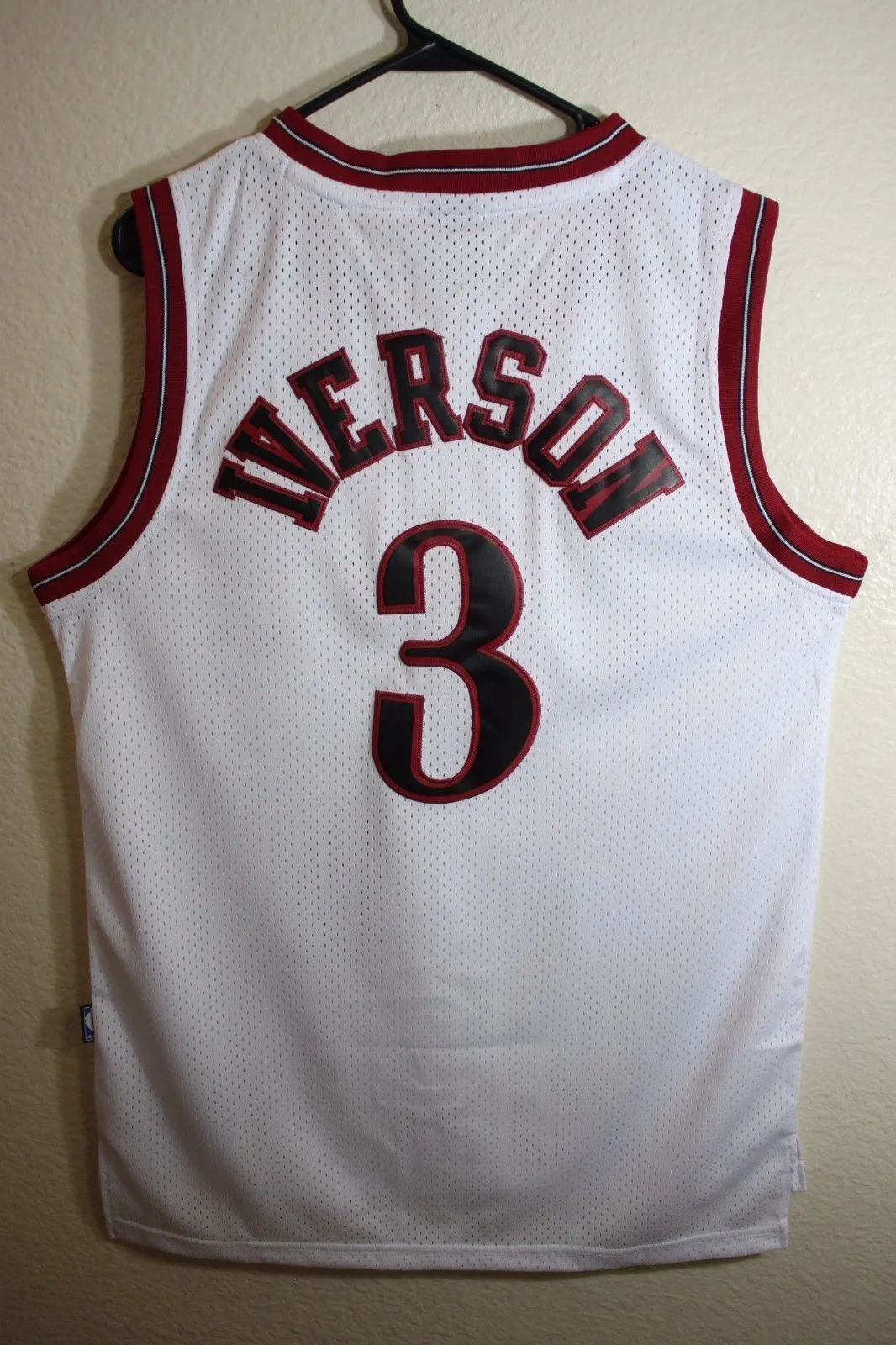 Men 3 Allen Iverson Jersey White Philadelphia 76ers Throwback Swingman