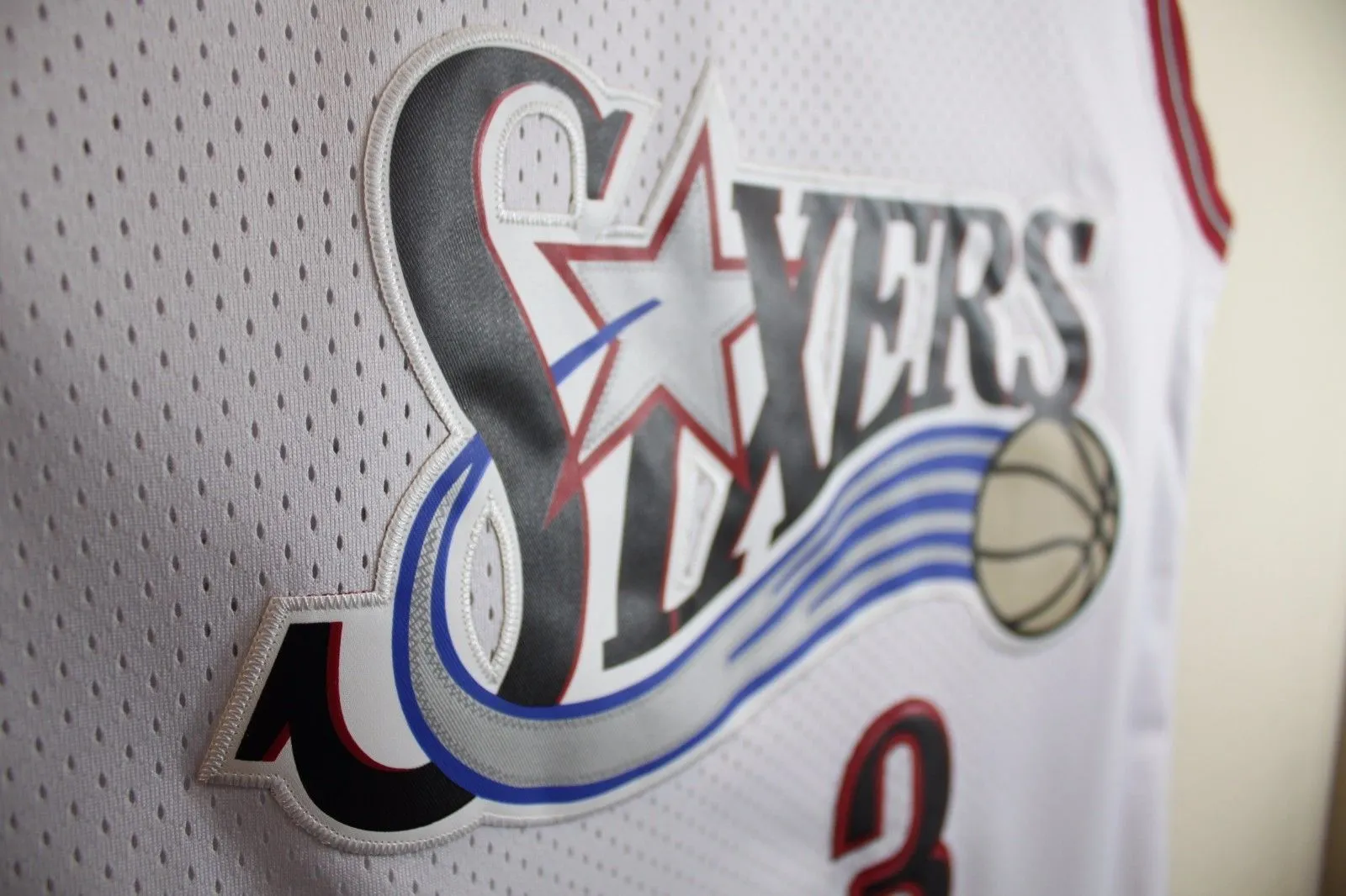 Men 3 Allen Iverson Jersey White Philadelphia 76ers Throwback Swingman