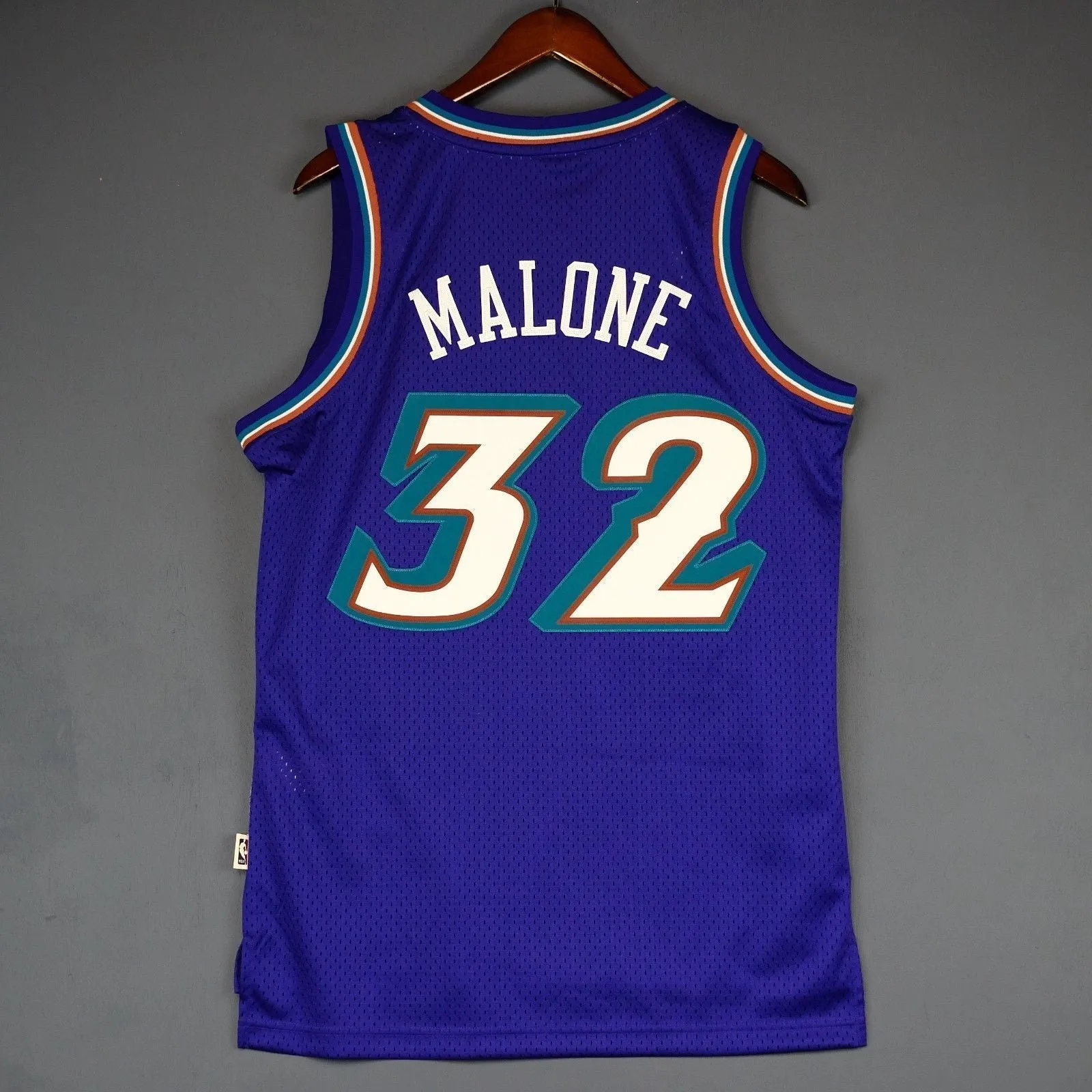Men 32 Karl Malone Jersey Blue Utah Jazz Jersey Swingman Hardwood Classics
