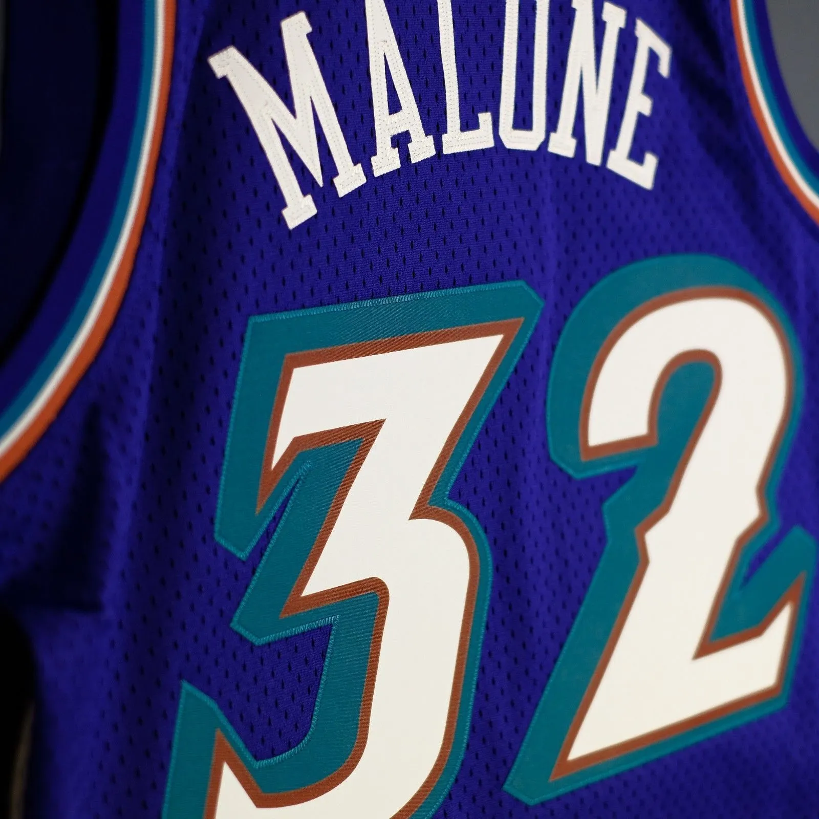 Men 32 Karl Malone Jersey Blue Utah Jazz Jersey Swingman Hardwood Classics