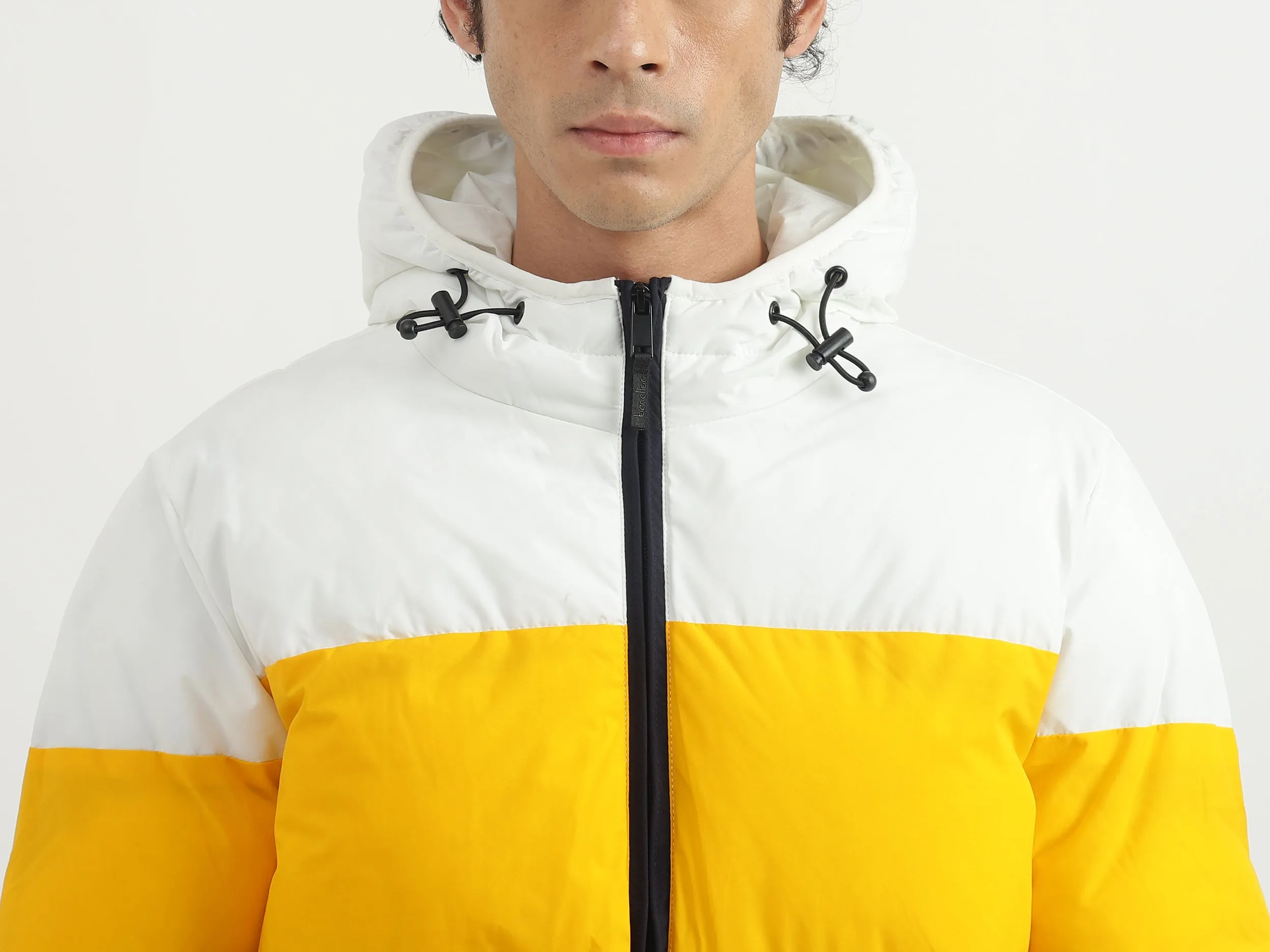 Men Colorblocked Hooded Jacket