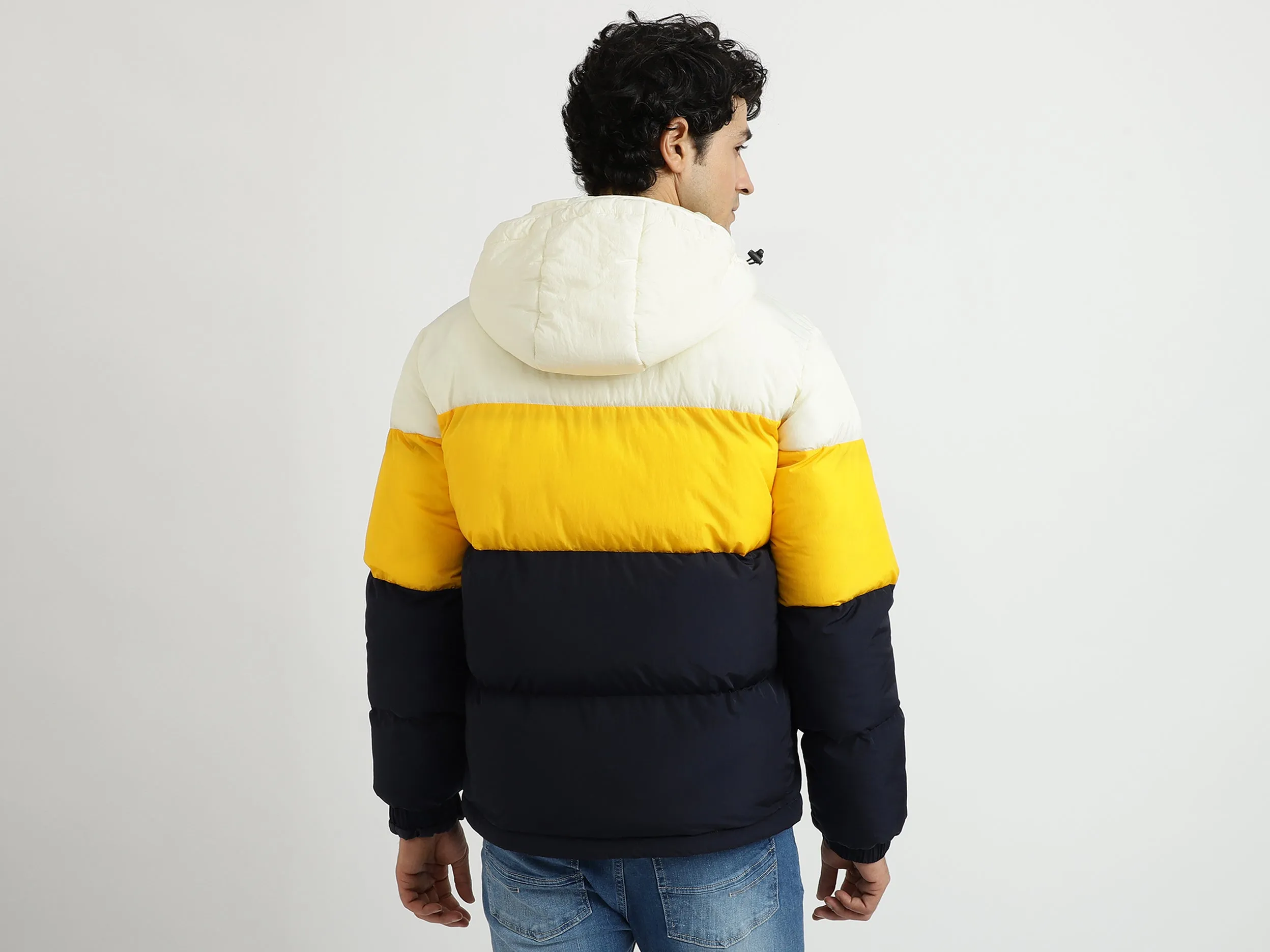Men Colorblocked Hooded Jacket