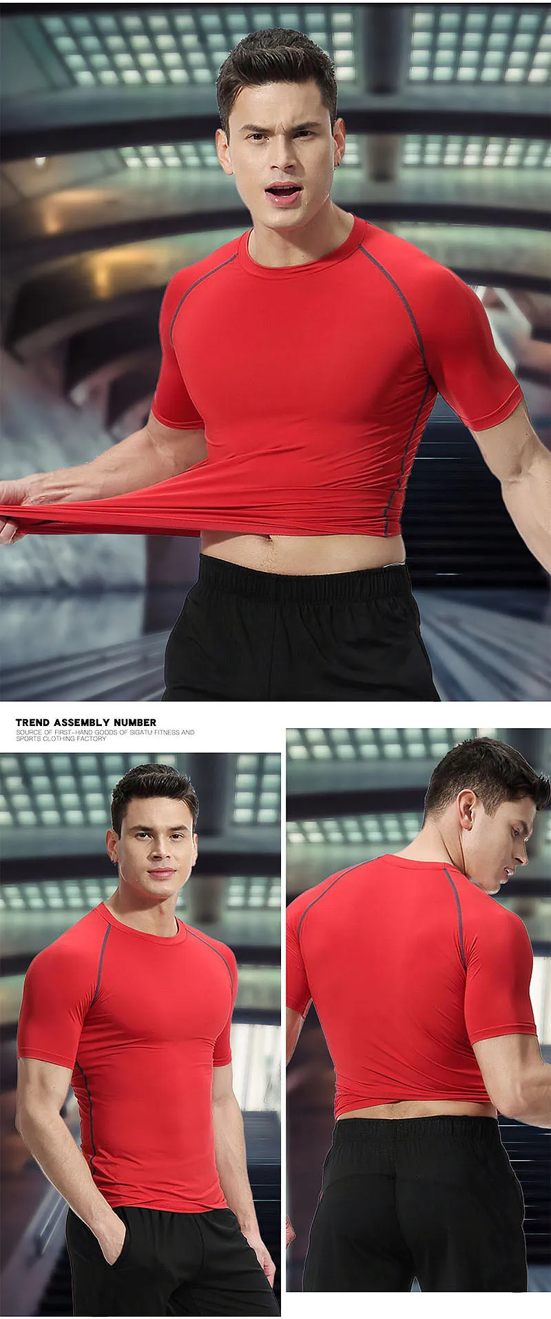 Men's Fitness Short Sleeve Quick Dry Top Fitness Suit