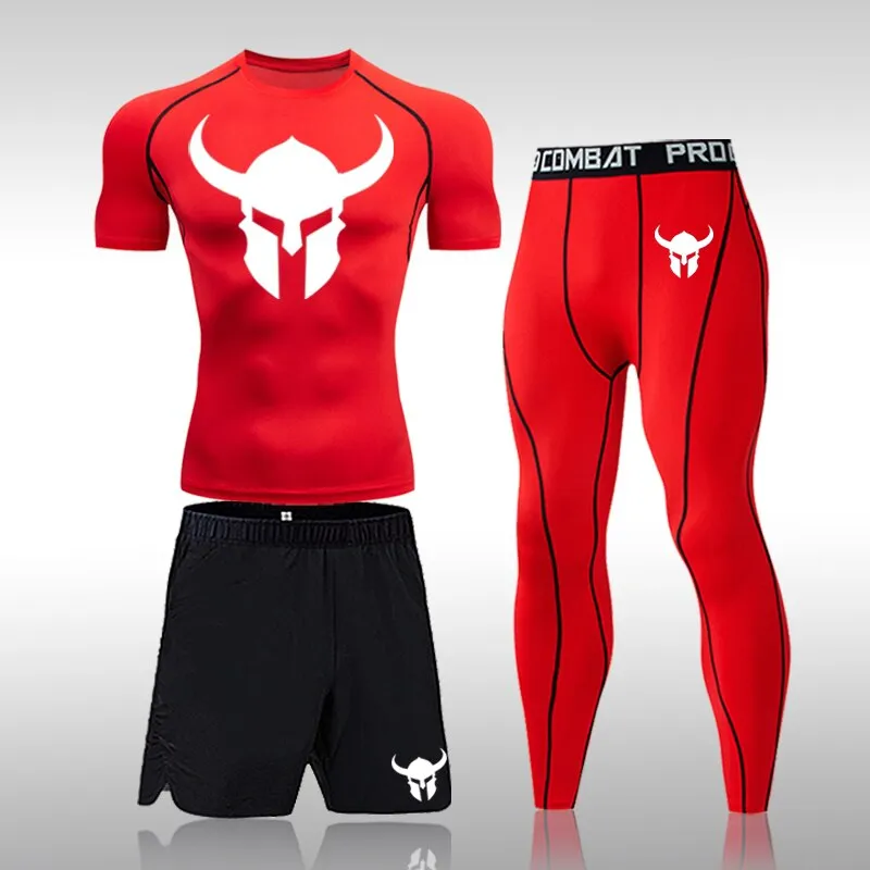 Men's Fitness Short Sleeve Quick Dry Top Fitness Suit