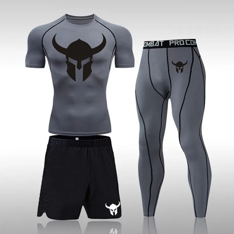 Men's Fitness Short Sleeve Quick Dry Top Fitness Suit