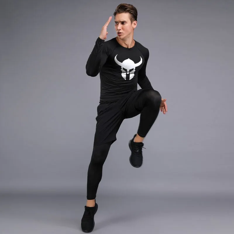Men's Fitness Short Sleeve Quick Dry Top Fitness Suit
