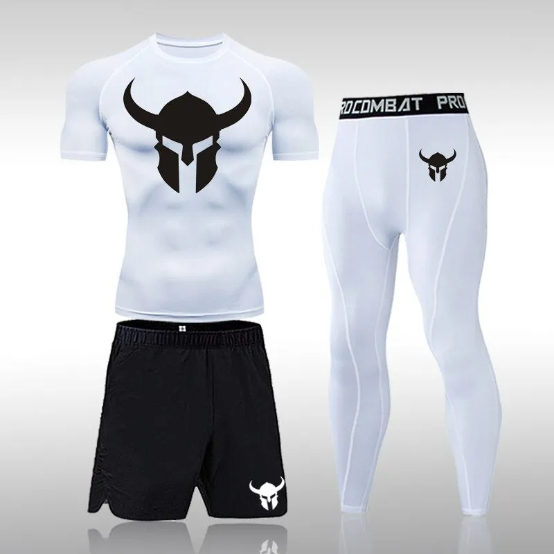Men's Fitness Short Sleeve Quick Dry Top Fitness Suit
