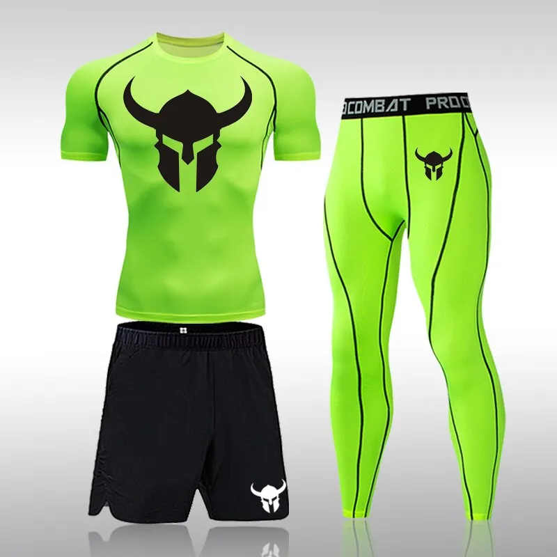 Men's Fitness Short Sleeve Quick Dry Top Fitness Suit