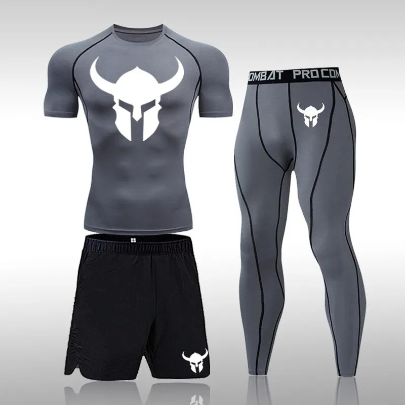 Men's Fitness Short Sleeve Quick Dry Top Fitness Suit
