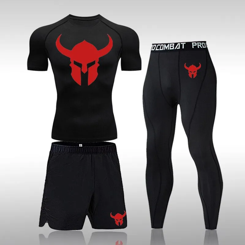 Men's Fitness Short Sleeve Quick Dry Top Fitness Suit