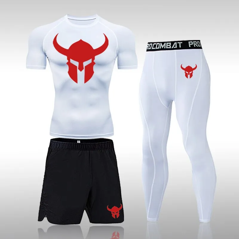 Men's Fitness Short Sleeve Quick Dry Top Fitness Suit