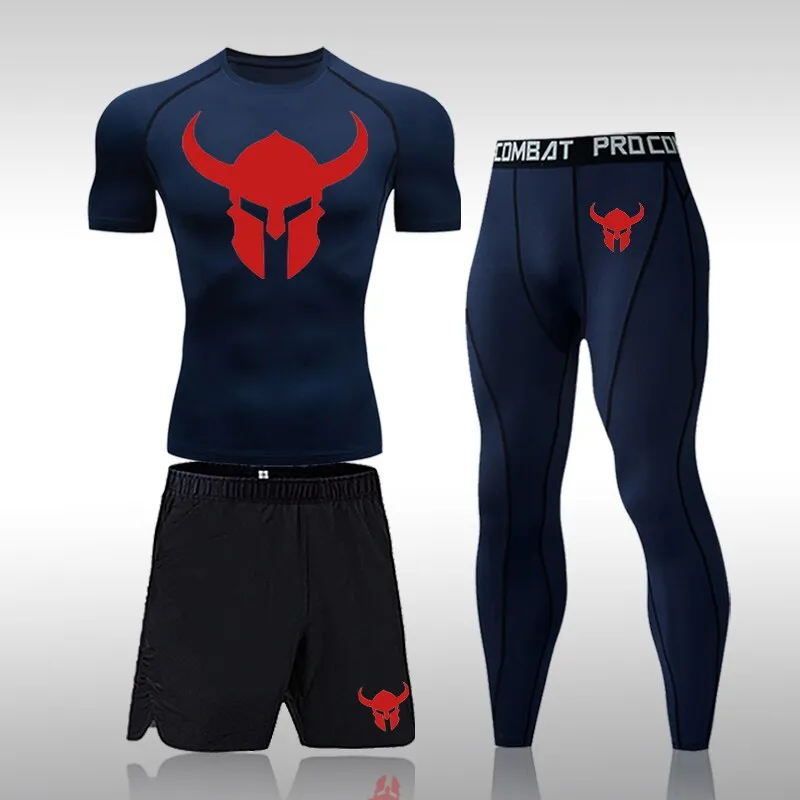Men's Fitness Short Sleeve Quick Dry Top Fitness Suit