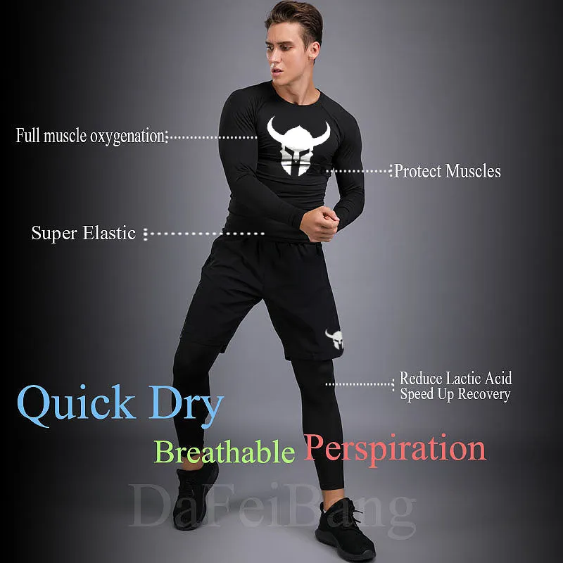 Men's Fitness Short Sleeve Quick Dry Top Fitness Suit