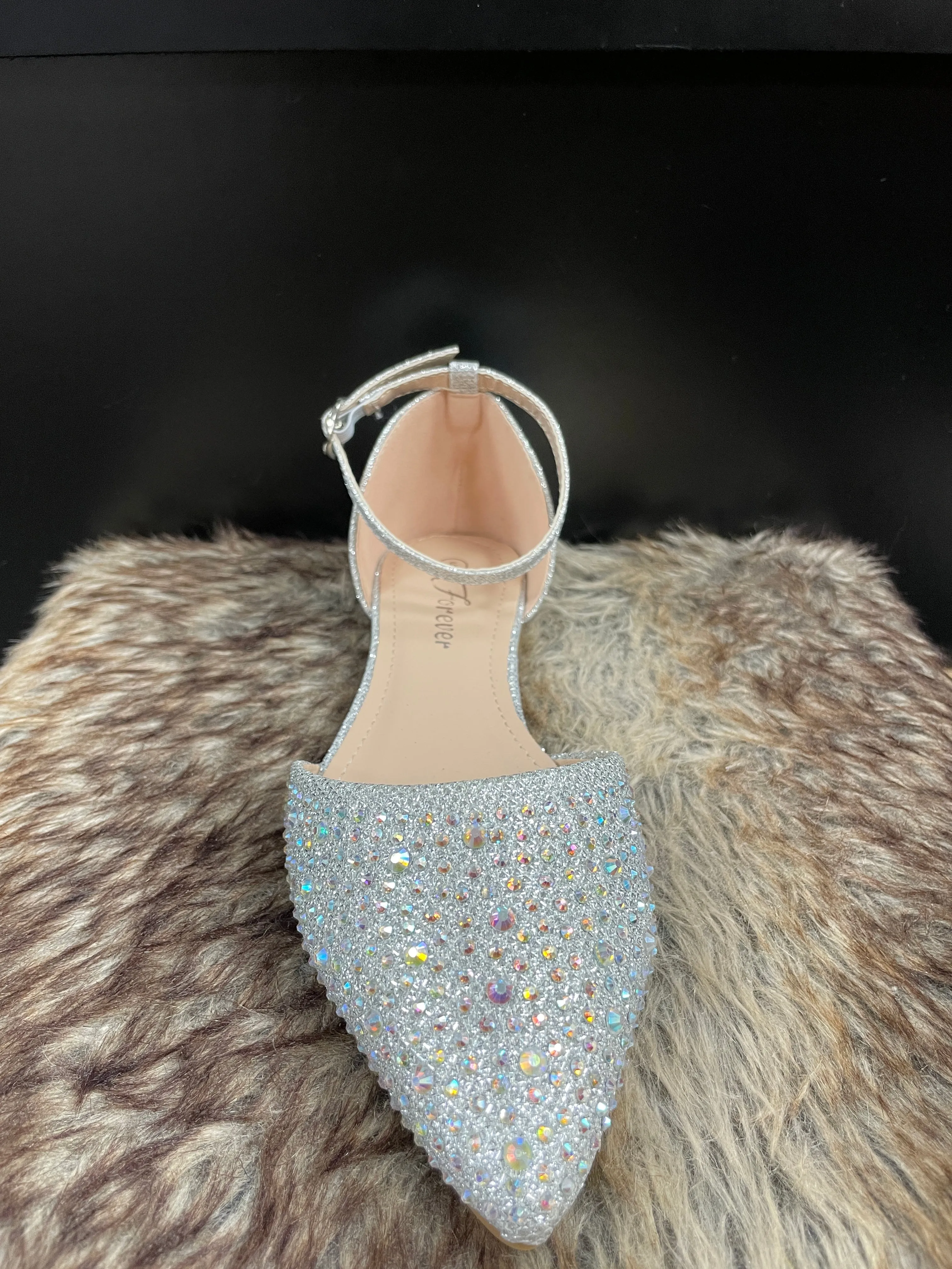 Michelle Silver Rhinestone Flats