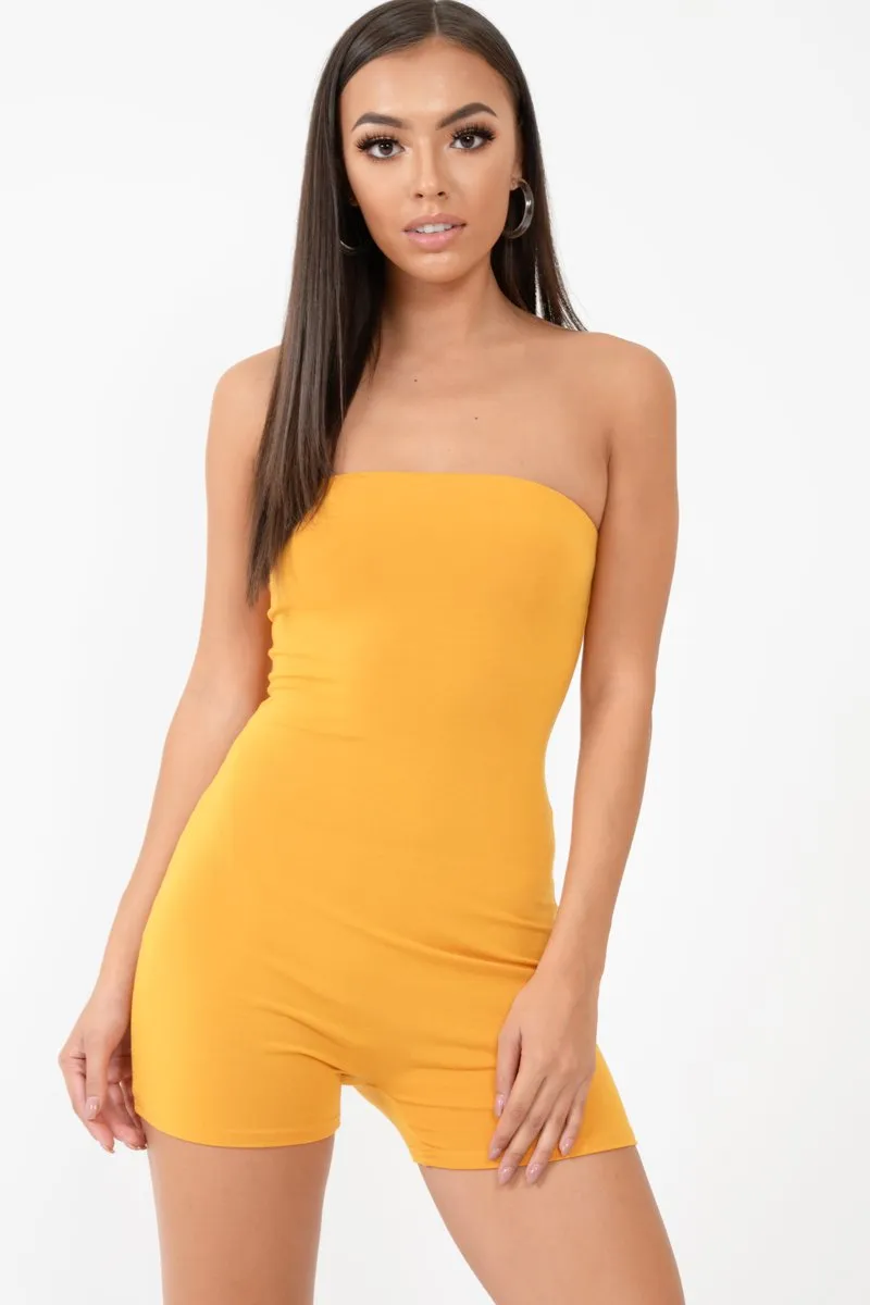 Mustard Jersey Bandeau Playsuit  - Cristyn