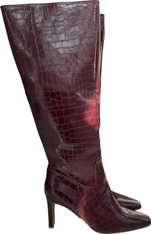 NA-KD Red Squared Toe Croc Pattern Boots UK 7 EU 40 👠