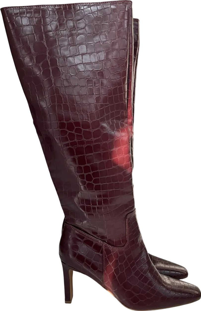 NA-KD Red Squared Toe Croc Pattern Boots UK 7 EU 40 👠