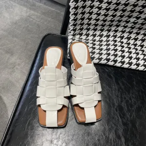 NEW & INSTOCK - Korean European Leather Style Woven Sandals Slippers