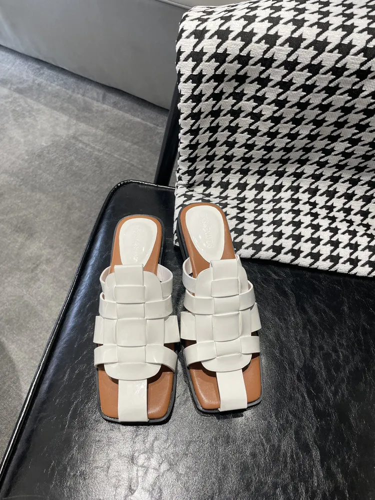NEW & INSTOCK - Korean European Leather Style Woven Sandals Slippers