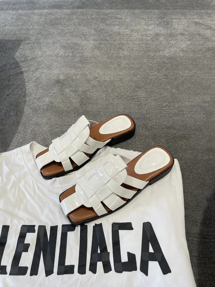 NEW & INSTOCK - Korean European Leather Style Woven Sandals Slippers